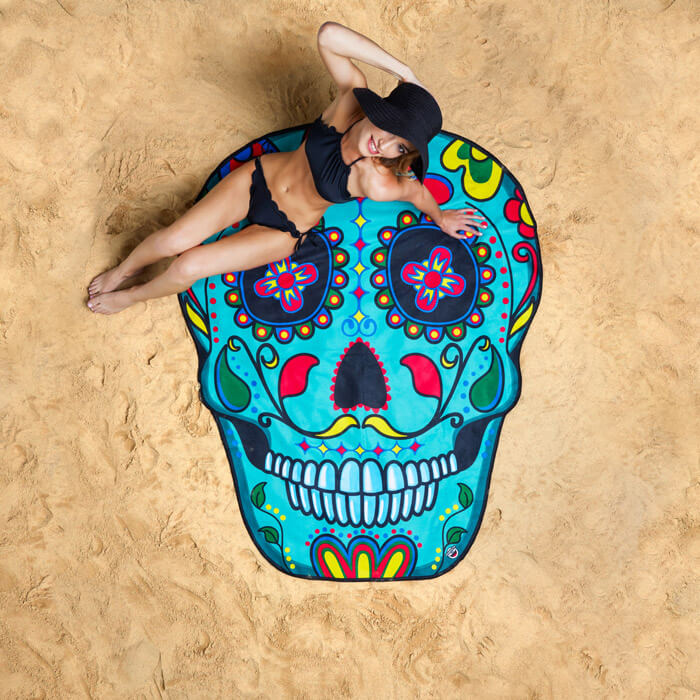 Gigantic Sugar Skull Beach Blanket