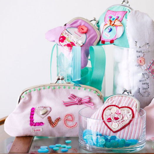 Button Girl Owl Embroidered Coin Purse