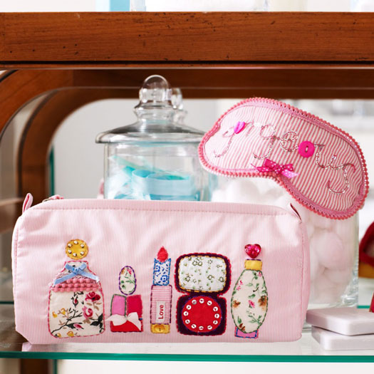 Button Girl Embellished Make Up Bag