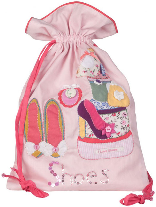 Button Girl Embroidered Shoes Bag