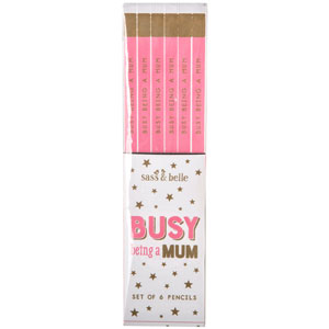 Set of 6 Busy Being a Mum Pencils