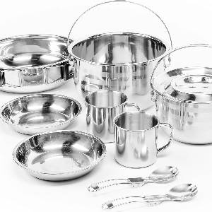 9-Piece Stainless Steel Camping Cooking Set