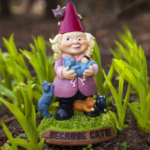 The Crazy Cat Lady Garden Gnome