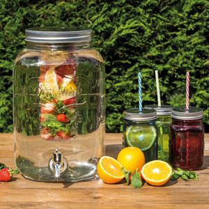 Glass Drinks Dispenser Jar with Water Infuser