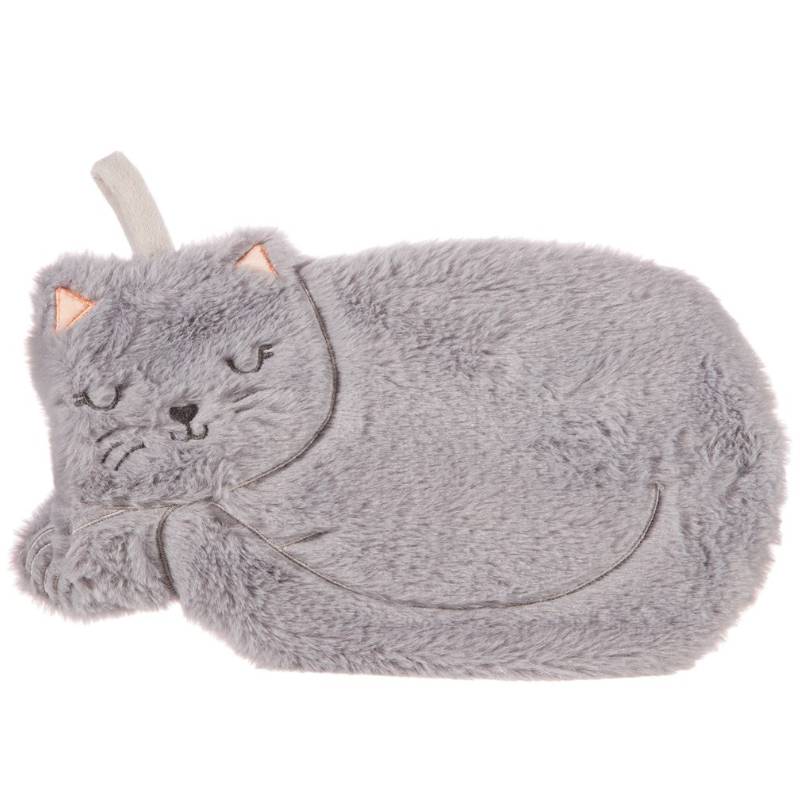 Grey Cat Hot Water Bottle