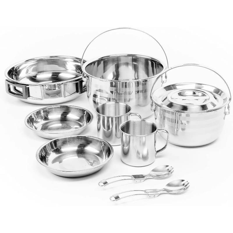 9-Piece Stainless Steel Camping Cooking Set