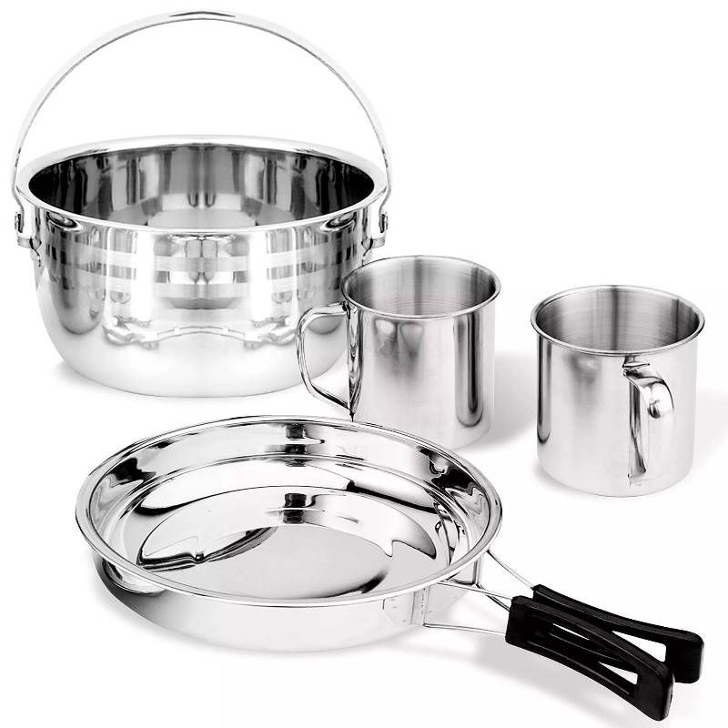 9-Piece Stainless Steel Camping Cooking Set