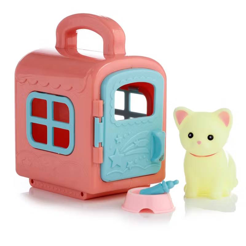 Set Figurine Cute Pets Carry Case