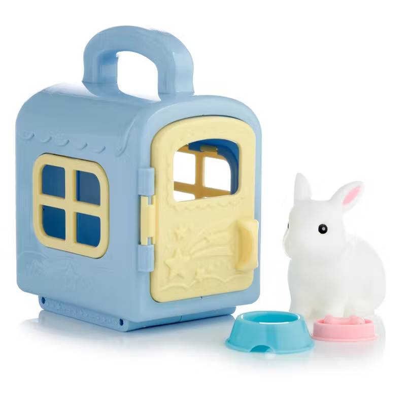 Set Figurine Cute Pets Carry Case