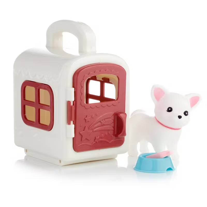 Set Figurine Cute Pets Carry Case