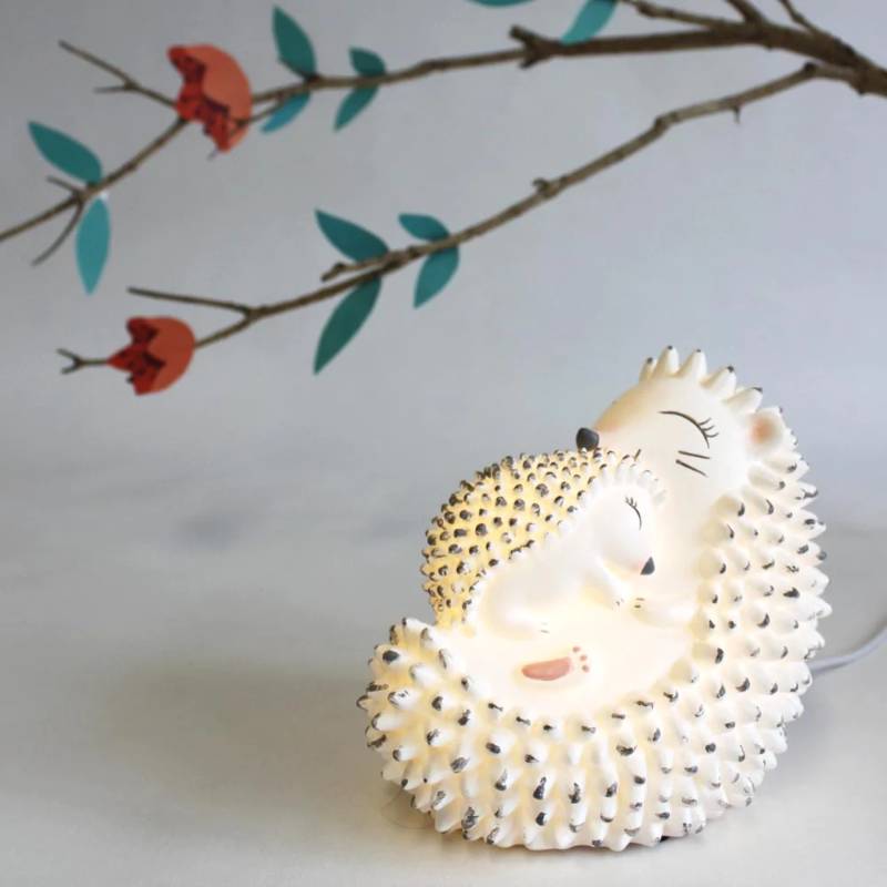 Mother and Baby Hedgehog Lamp