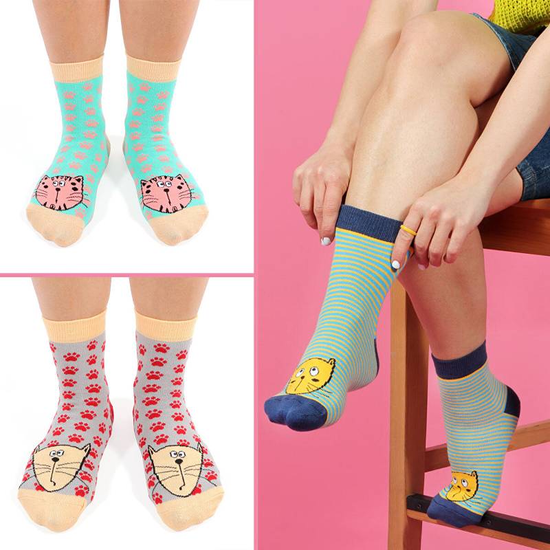 Katzen-Socken-Geschenkset fr Frauen