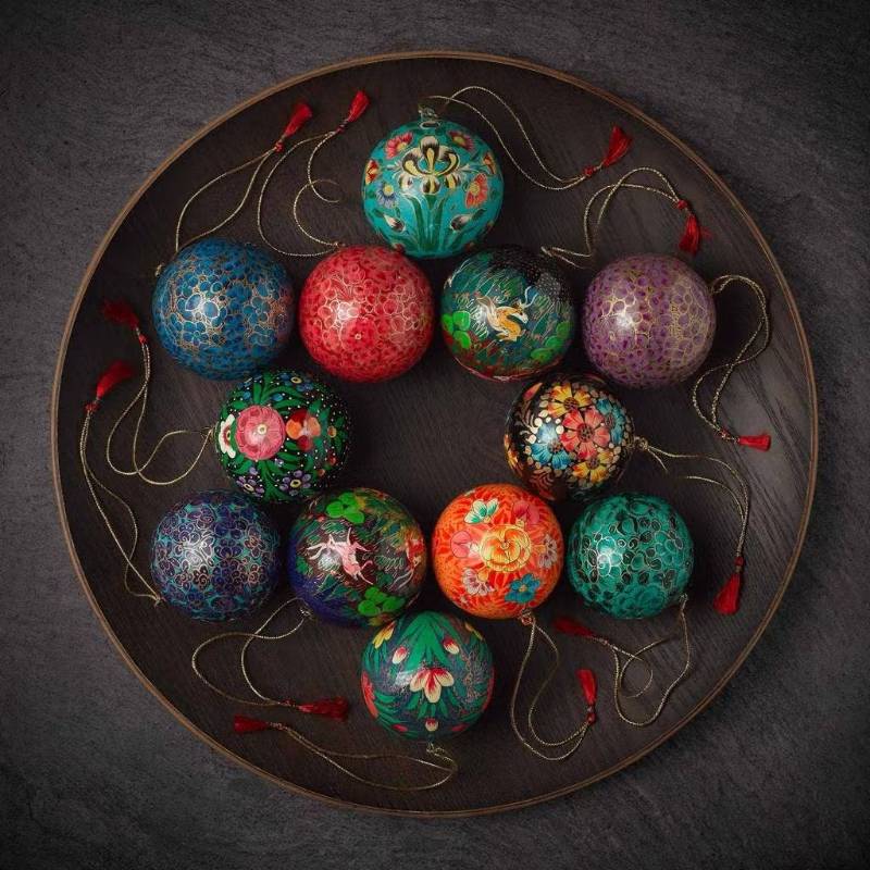 Coffret de Luxe Boules de Nol Artisanales