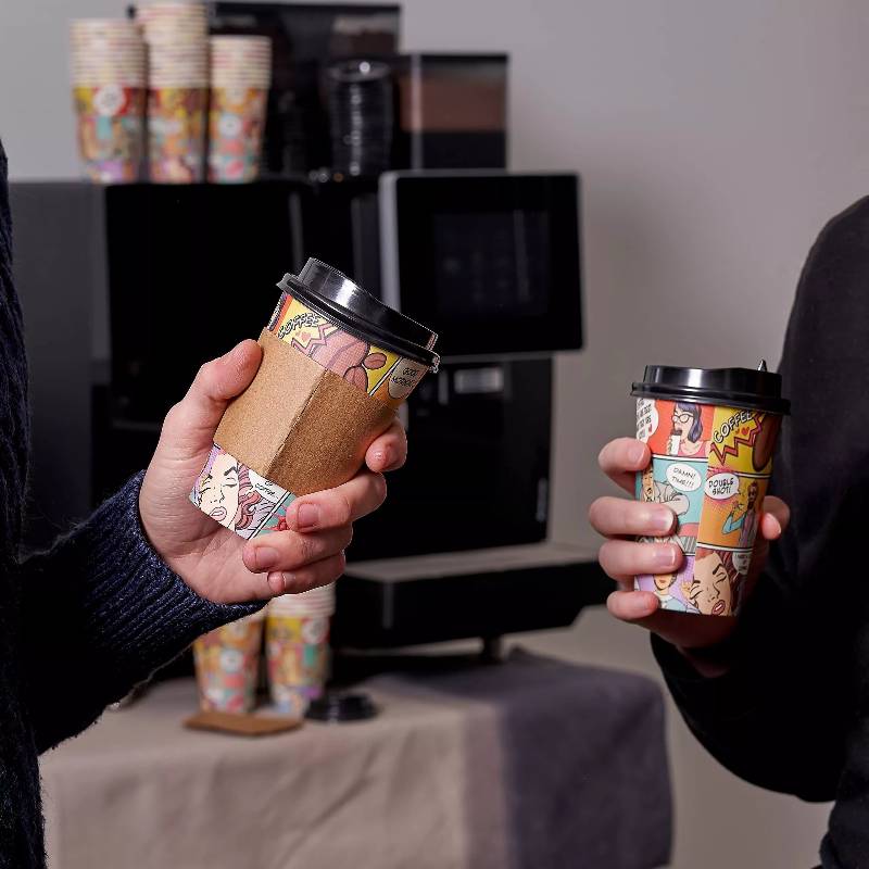 80 Comic Style Coffee Cups with Lids