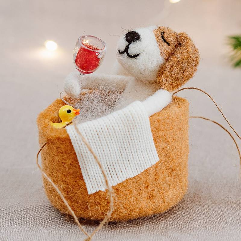 Dog in the Bath Hanging Decoration