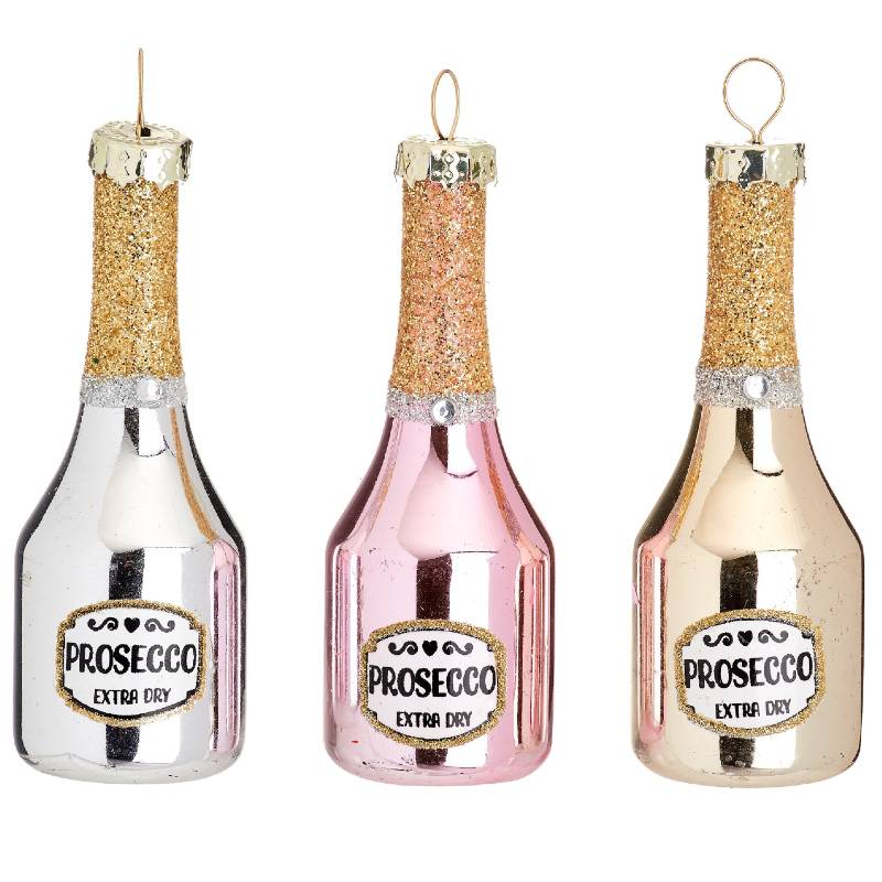 Mini Prosecco Bottle Shaped Bauble - Set