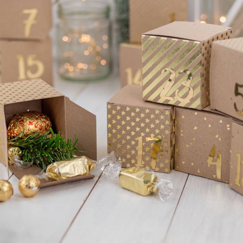 Wrfelbox-Adventskalender Gold