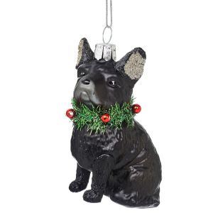 Festive French Bulldog Shaped Bauble