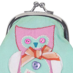 Button Girl Owl Embroidered Coin Purse