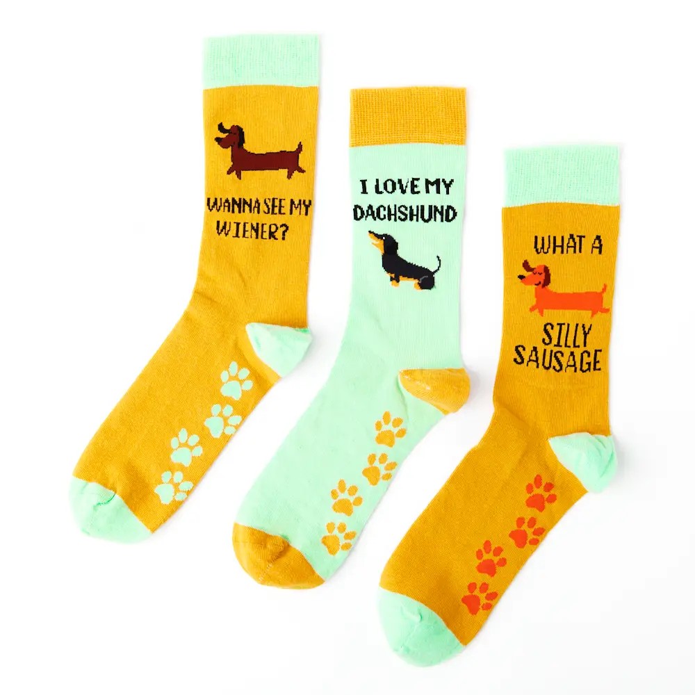 Dackel Socken-Set Gelb