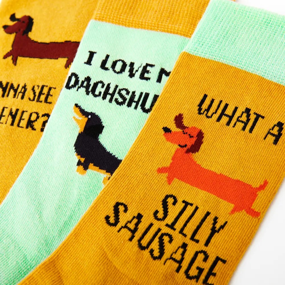 Dackel Socken-Set Gelb