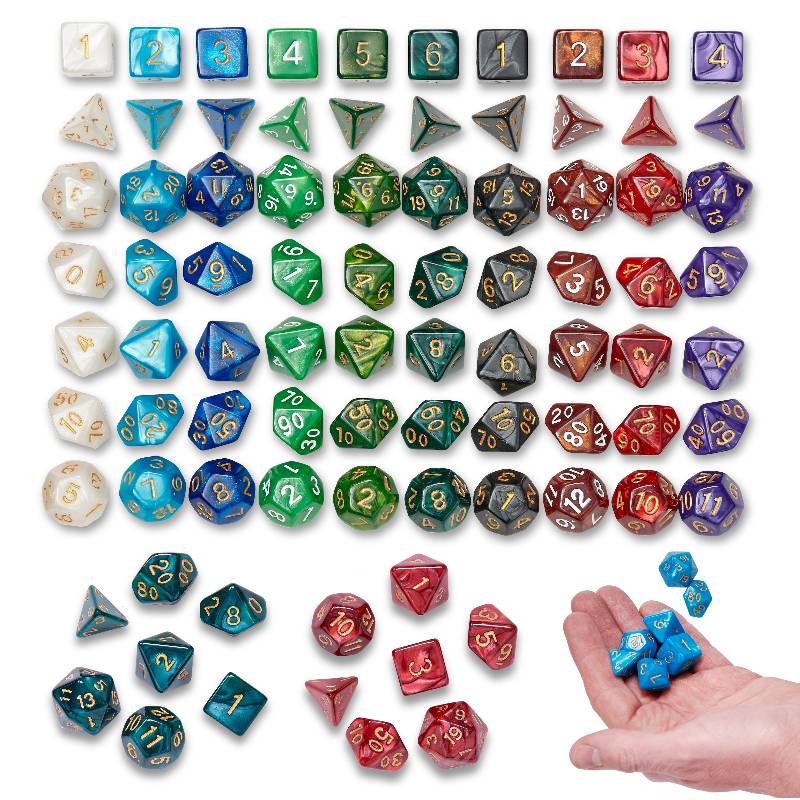 10 Sets of 7 Polyhedral Dice for Role-Playing Games