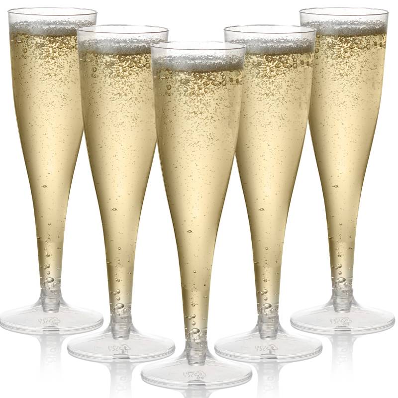 24 Reusable Plastic Champagne Flutes