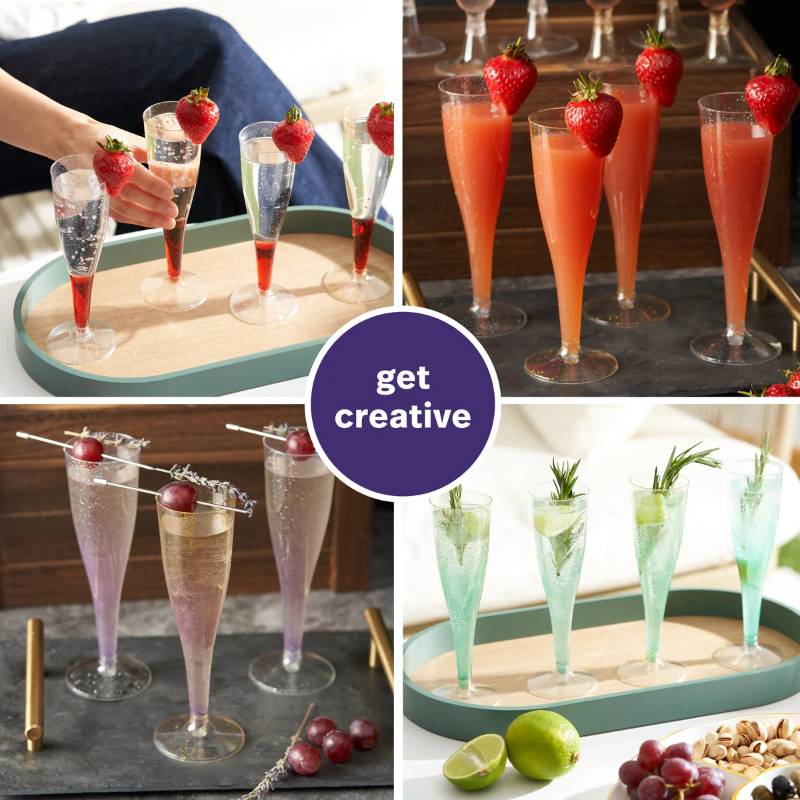 24 Reusable Plastic Champagne Flutes