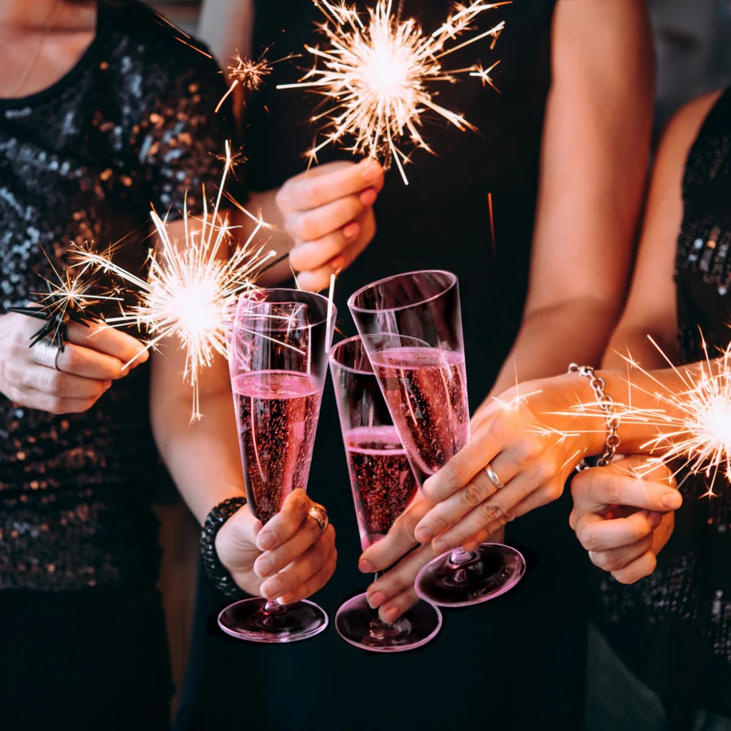 Rosa Glitzer-Sektgl�ser