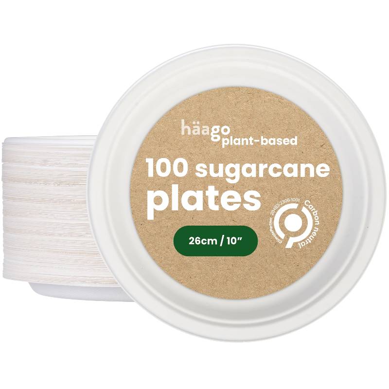 100 Round Sugarcane Plates