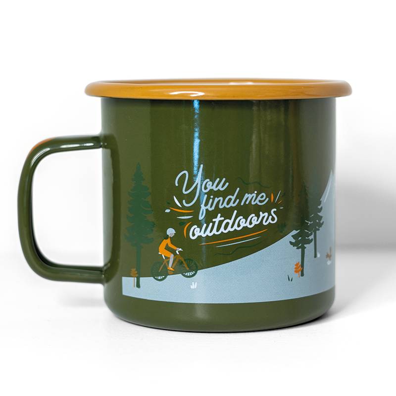 Emaille Becher You find me Outdoors