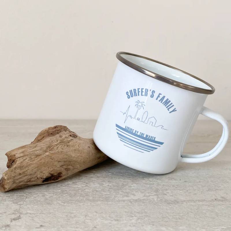 Surfer's Family Enamel Mug