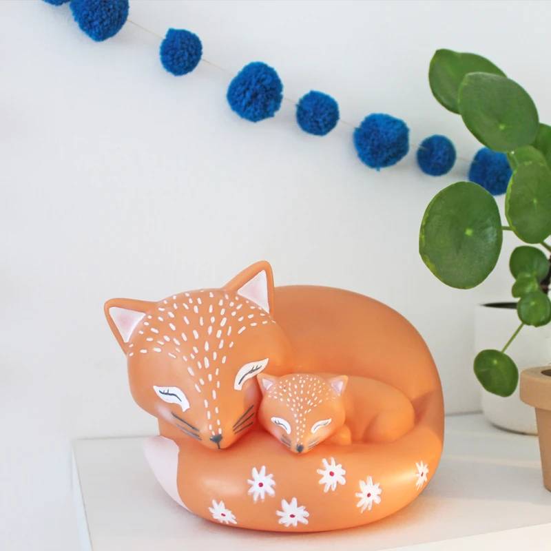 Mother and Baby Fox Lamp