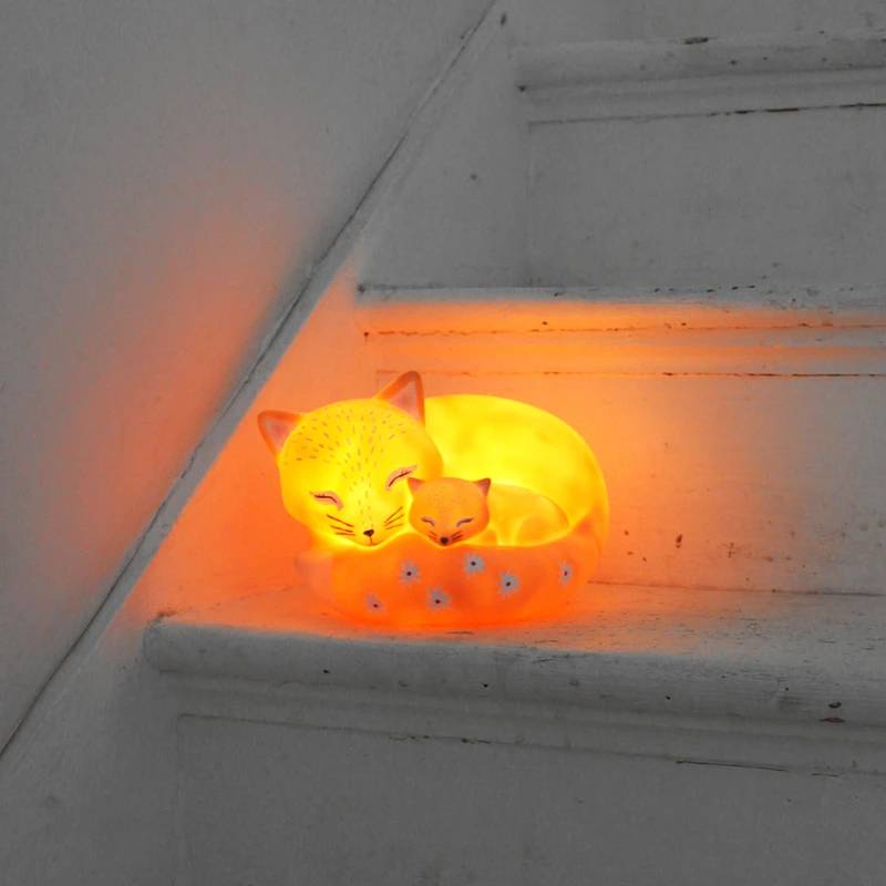 Mother and Baby Fox Lamp