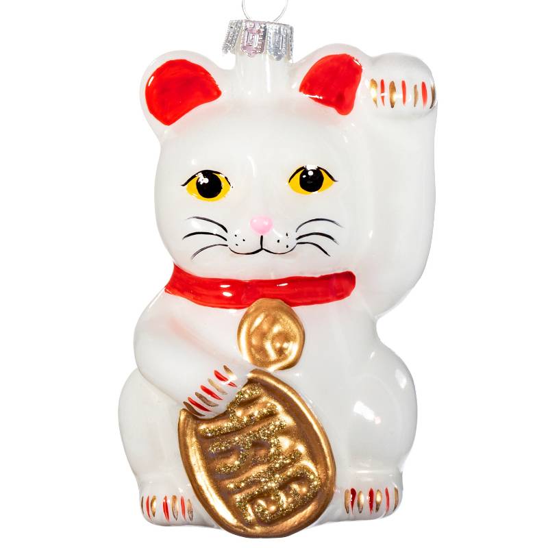 White Lucky Cat Shaped Bauble