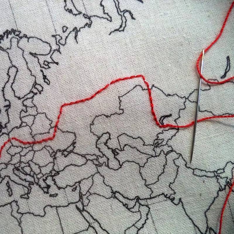 Embroidery World Map Bag