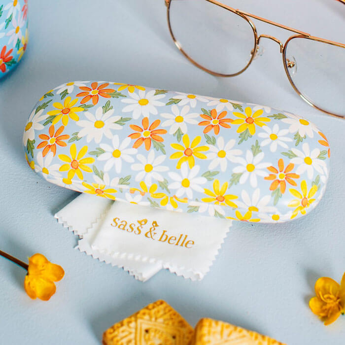 Blue Daisy Glasses Case