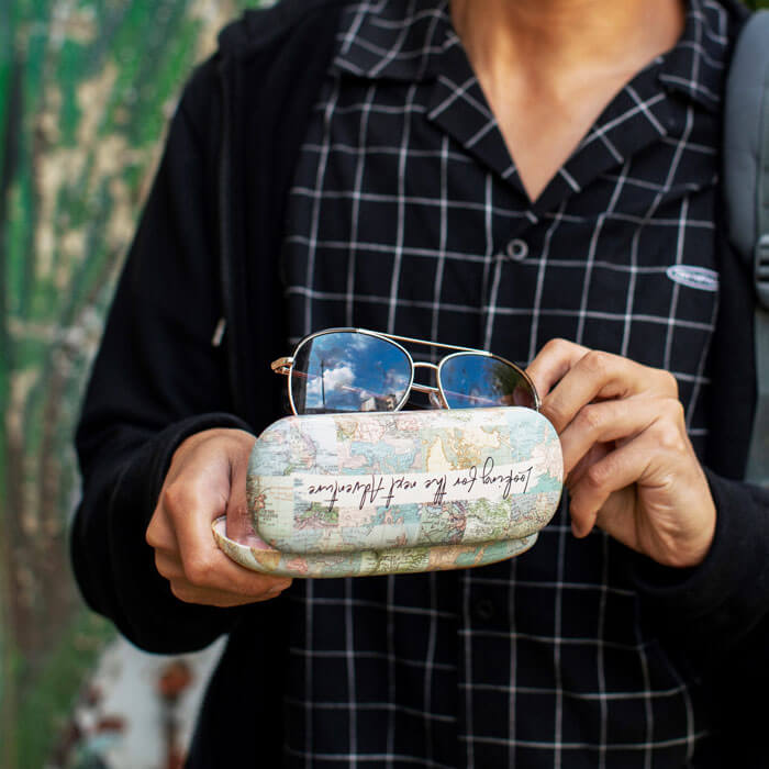 Vintage Map Collage Glasses Case