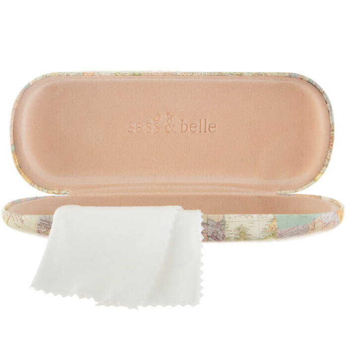 Vintage Map Collage Glasses Case