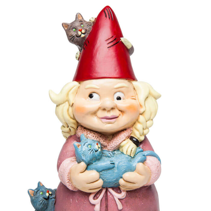 The Crazy Cat Lady Garden Gnome