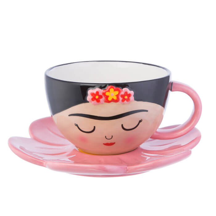 Tasse Frida Kahlo et sa Soucoupe Fleur