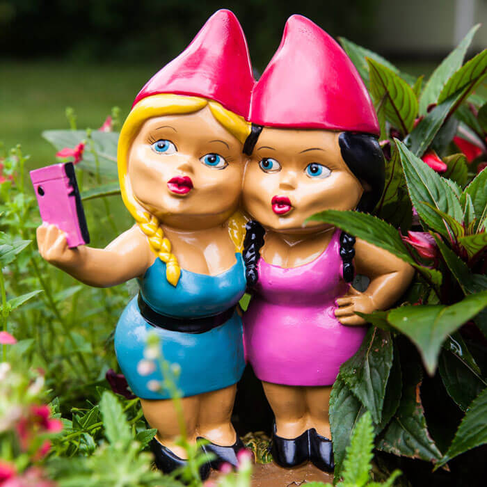 Selfie Sisters Garden Gnome