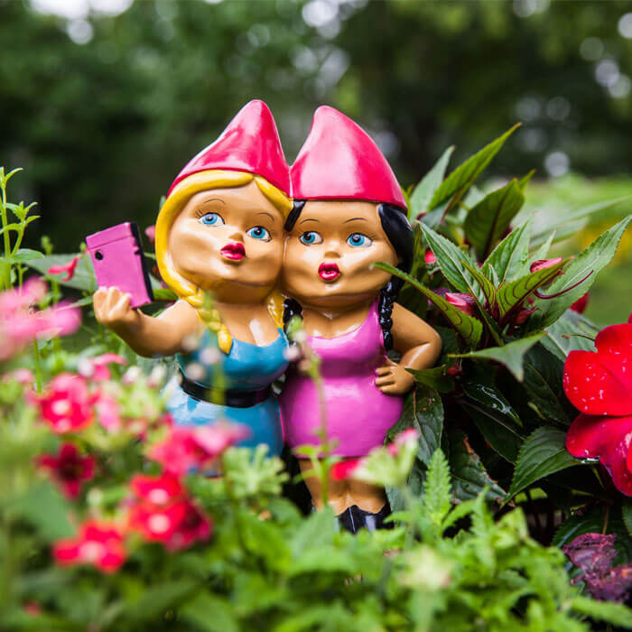 Selfie Sisters Garden Gnome