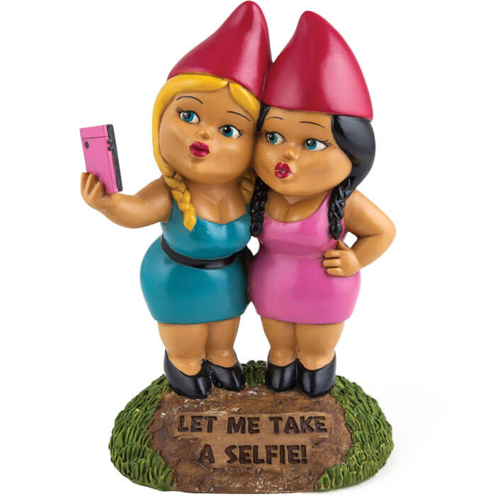 Selfie Sisters Garden Gnome