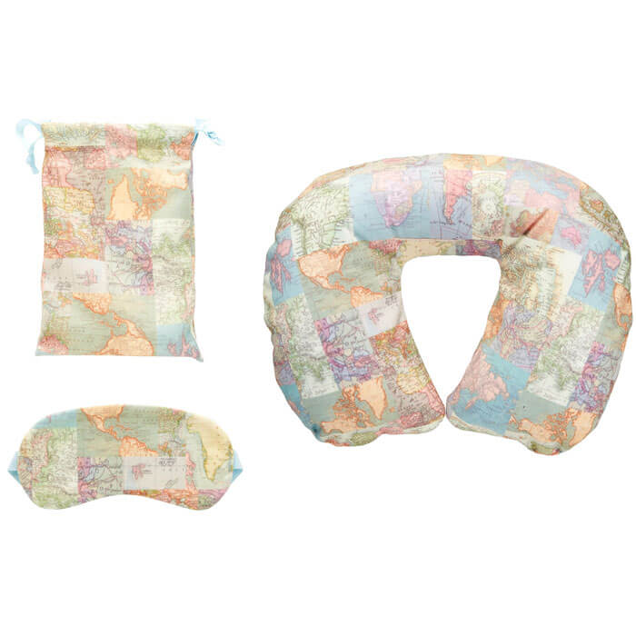 Vintage Map Travel Pillow And Eye Mask Set