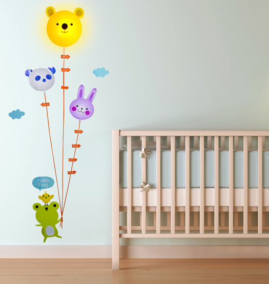 Animal Height Chart Light Wall Sticker