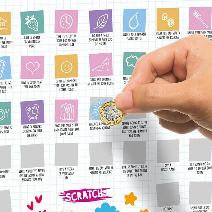 100 Exercises in Mindfulness Scratch Poster