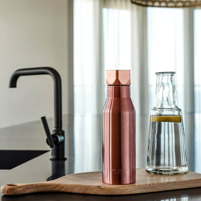 Ted Baker Rose Gold Hexagonal Lid Water Bottle