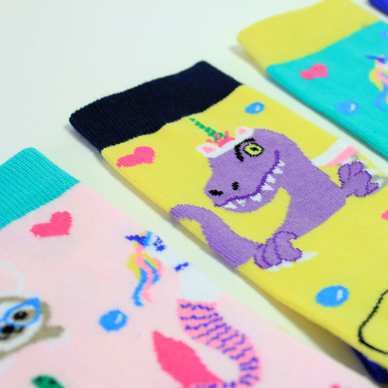 Unicorn Vs Llama In The Land Of the Cactus Sock Set