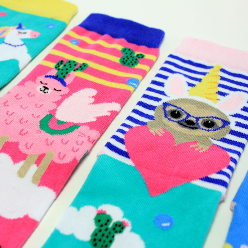 Unicorn Vs Llama In The Land Of the Cactus Sock Set